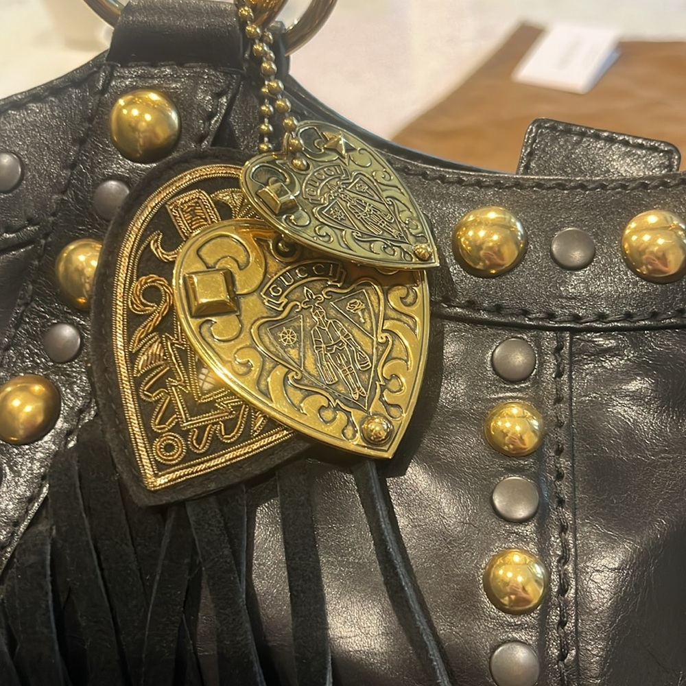 Authentic Gucci Python, Babouska Hobo Fringe Studded Bag - Picture 3 of 5